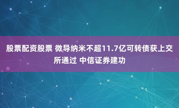 股票配资股票 微导纳米不超11.7亿可转债获上交所通过 中信证券建功